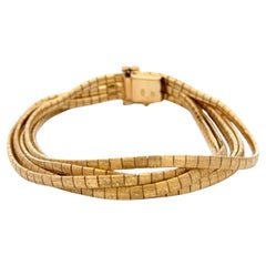 Fünfreihiges, gebürstetes, mehrreihiges, mehrreihiges Armband aus 18 Karat Gelbgold 37,8 Gramm
