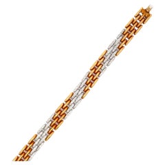 Five Row Diamond Gold Panther Bracelet 1.25 Carats 18 Karat Yellow Gold 36 Grams
