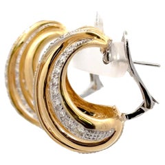 Five Row Diamond Hoop Earrings 2.37 Carats 18 Karat Yellow Gold