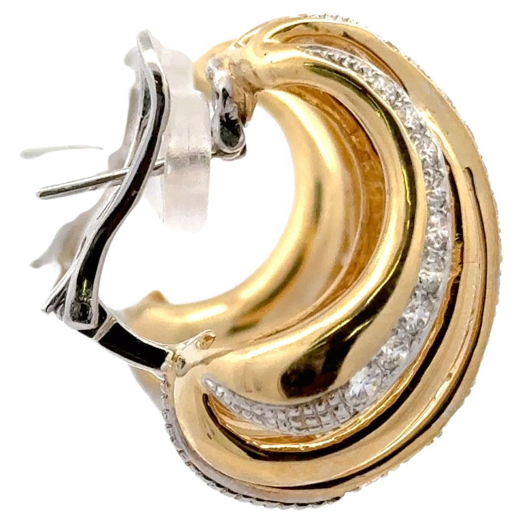 Contemporary Five Row Diamond Hoop Earrings 2.37 Carats 18 Karat Yellow Gold For Sale