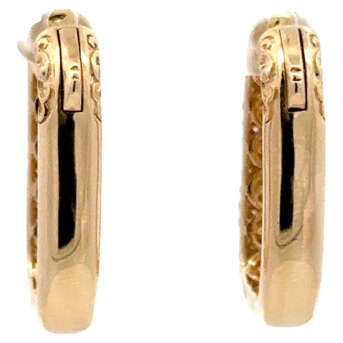 Contemporary Five Row Diamond Rectangular Hoop Earrings 1.95 Carats 14KT Yellow Gold 7 Grams For Sale