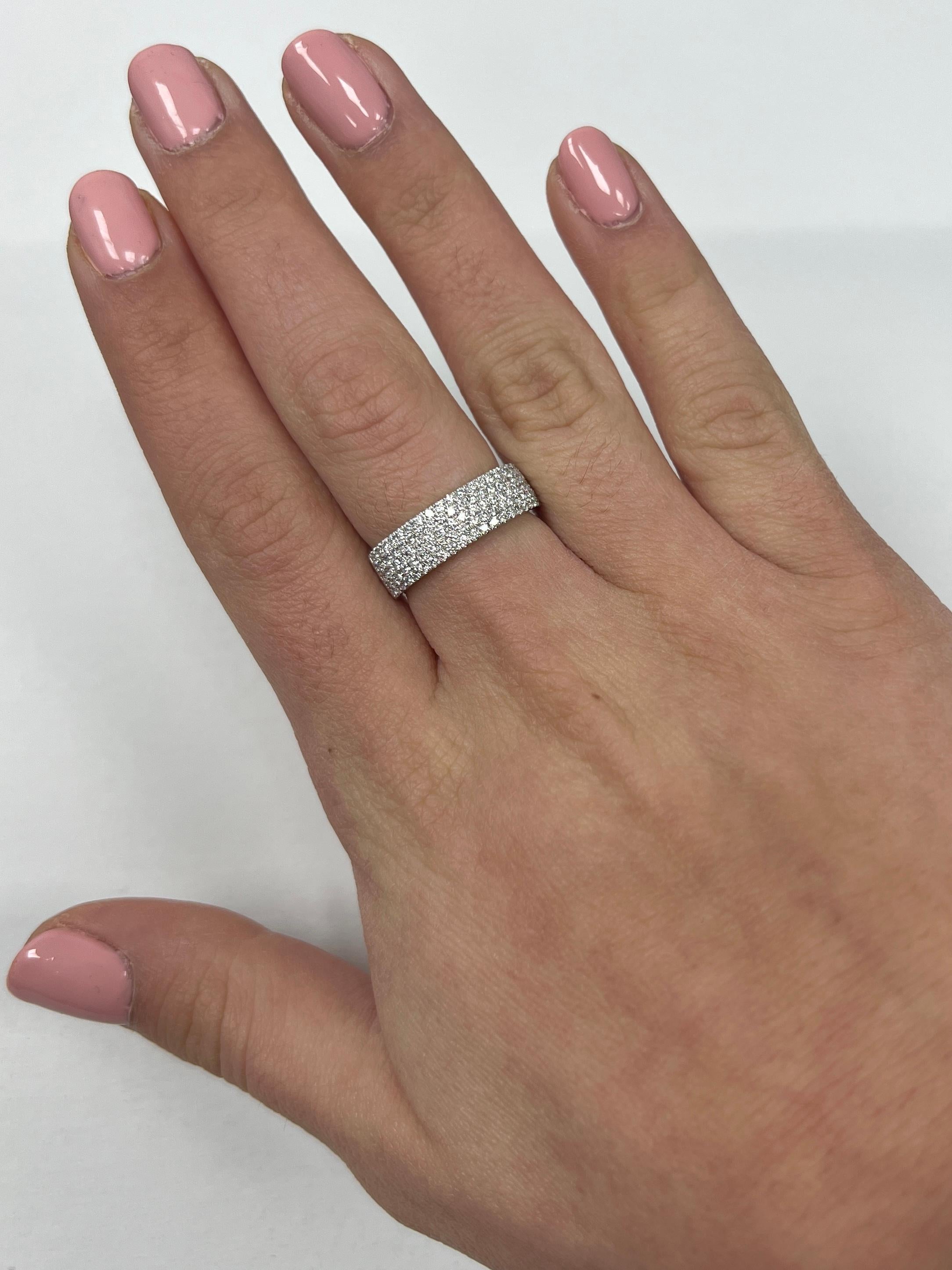 Brilliant Cut Five Row Diamond Ring For Sale