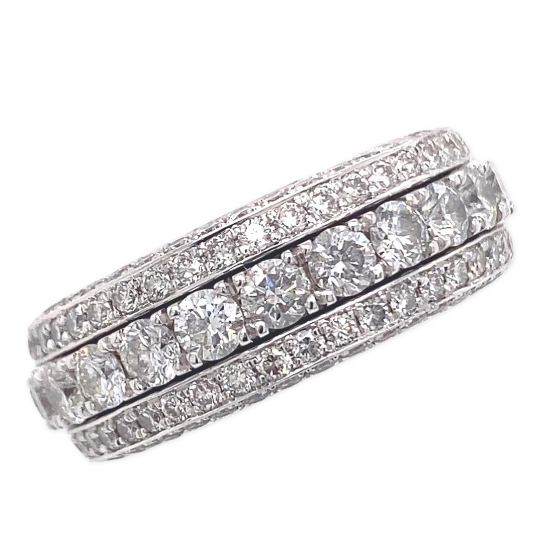 Five Row Diamond Spinning Eternity Band 4.55 tcw in 18kt White Gold For Sale 3