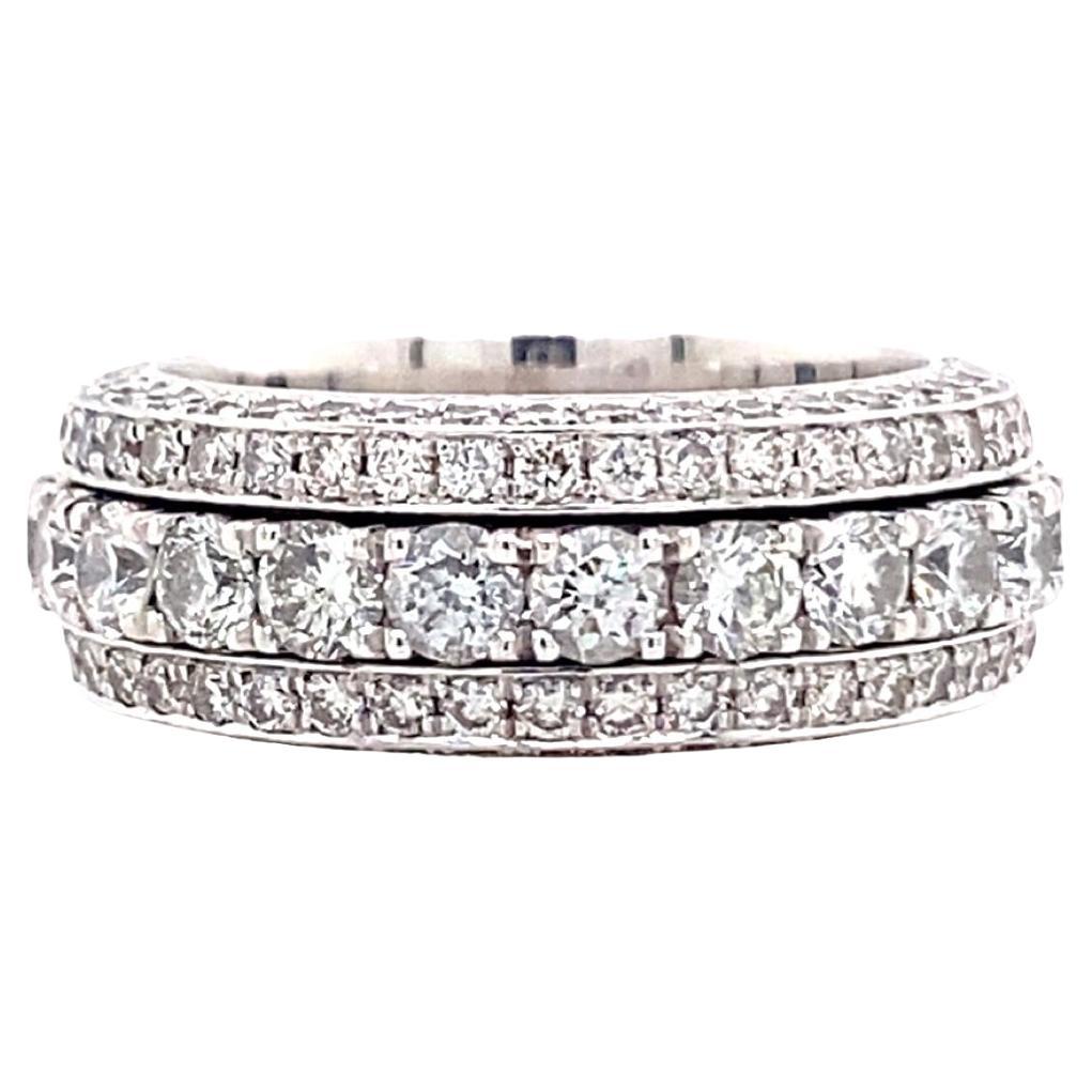 Five Row Diamond Spinning Eternity Band 4.55 tcw in 18kt White Gold For Sale