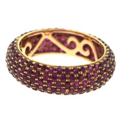 Five-Row Micro Pave Ruby in 18 Karat Rose Gold Eternity Band Ring