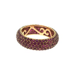 Five-Row Micro Pave Ruby in 18 Karat Rose Gold Eternity Band Ring