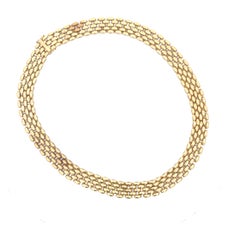 Five Row Panthere Link Necklace 14 Karat Yellow Gold 38.1 Grams 16.5 Inches