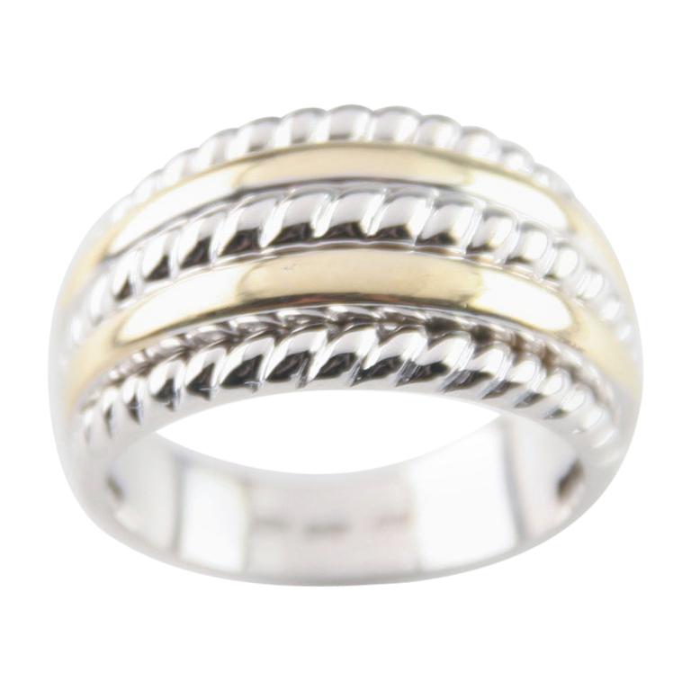 Five-Row Two-Tone Gold Band Ring For Sale