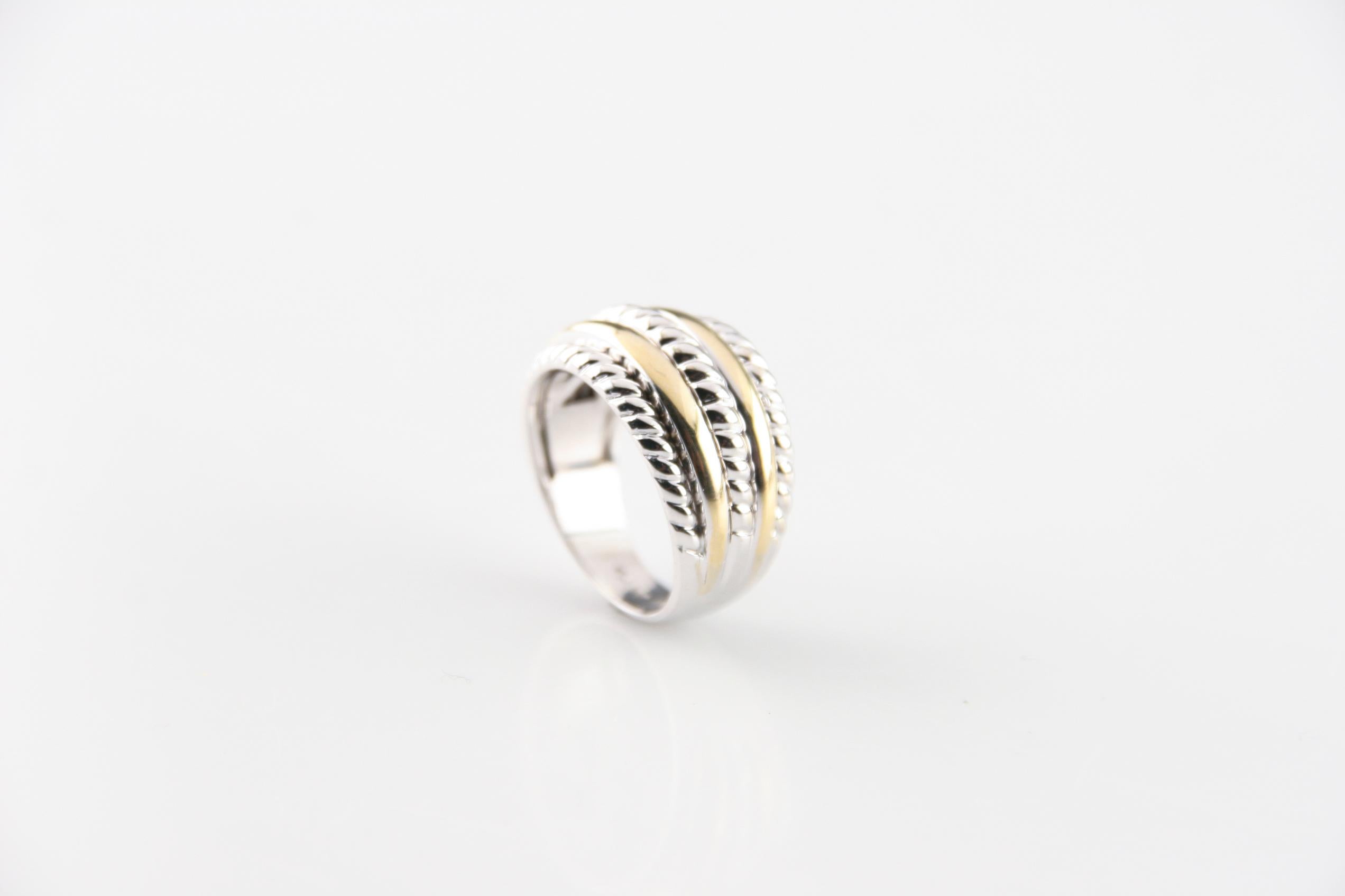 Modern Five-Row Two-Tone Gold Band Ring For Sale
