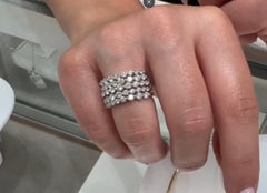Five Row Wide Ring in 14K White Gold with Round Diamonds 2.26 Carats