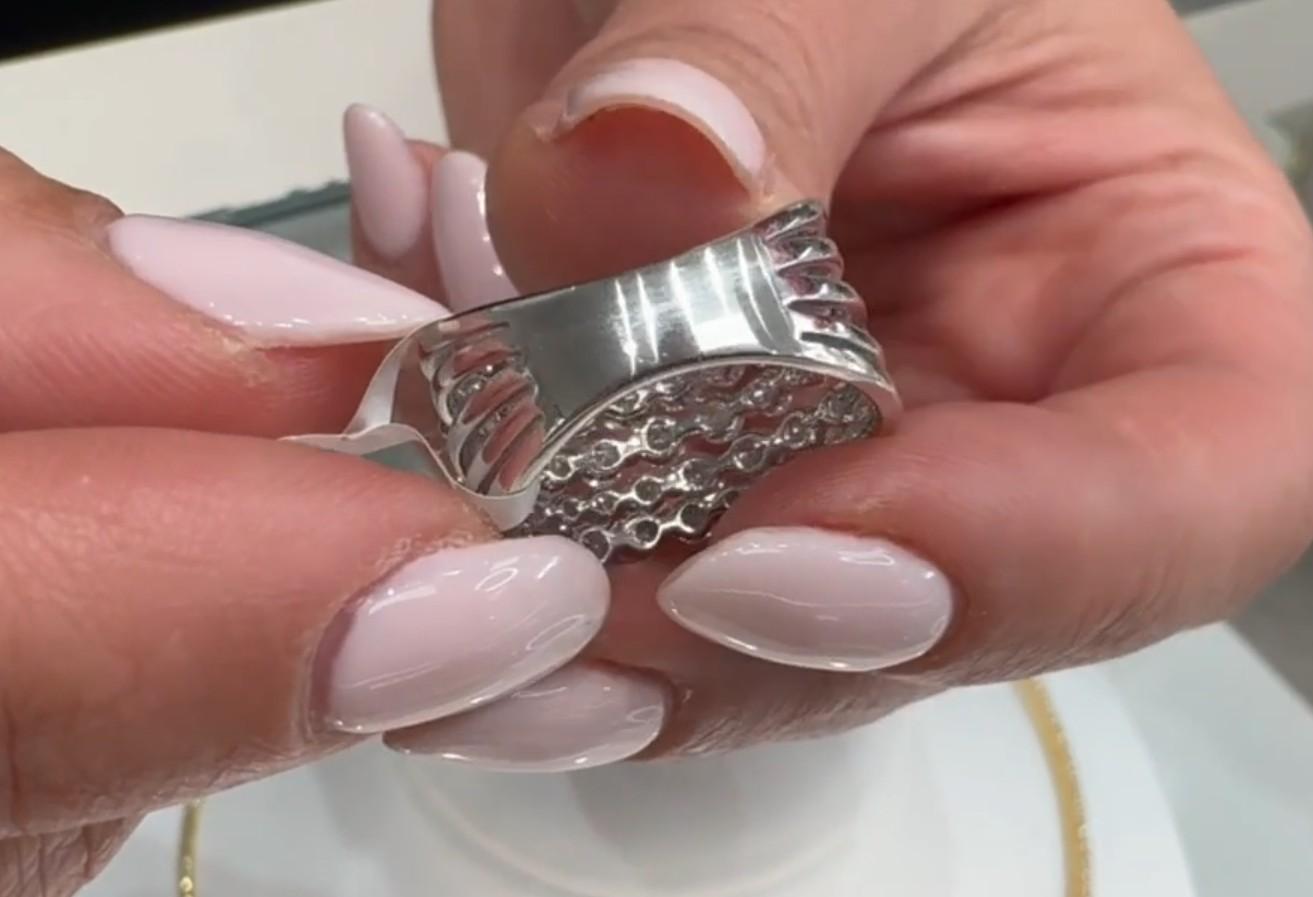 Fünf Reihen breiter Ring aus 14K Weißgold mit runden Diamanten 2,26 Karat im Angebot 2