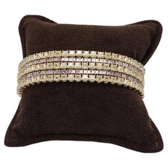 Pulsera de diamantes amarillos y rosas Five Row