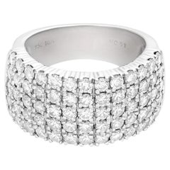 Vintage Five rows diamond ring in 18k white gold