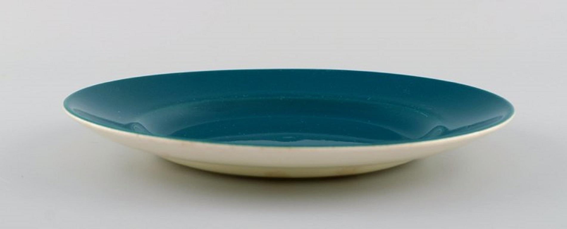 Scandinavian Modern Five Royal Copenhagen / Aluminia Confetti Plates in Turquoise Glazed Faience