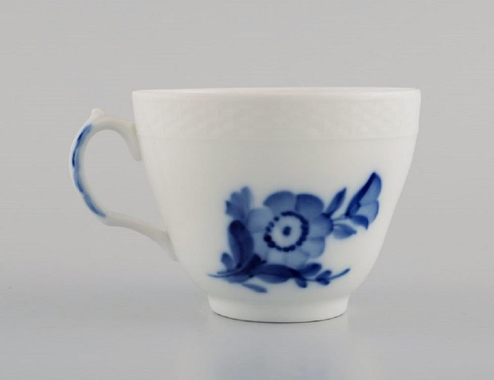 Danish Five Royal Copenhagen Blue Flower Braided Coffee Cups with Saucers, Mid 20th C For Sale