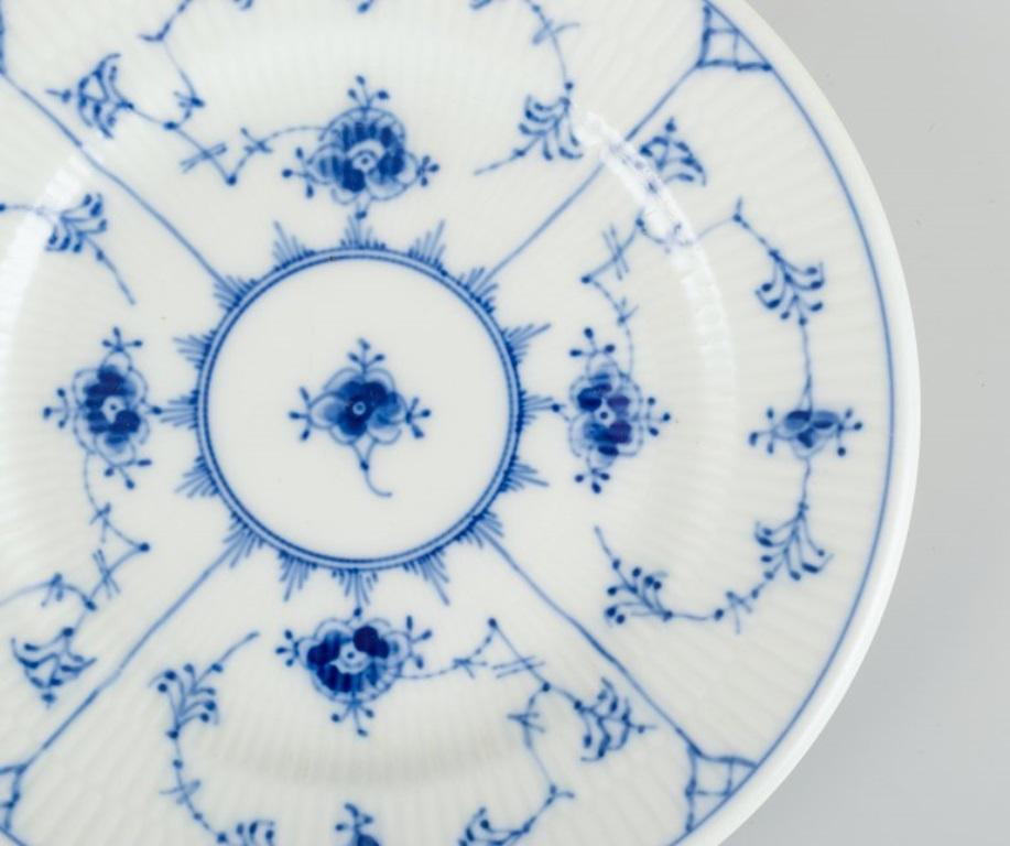 Danish Five Royal Copenhagen Blue Fluted Plain Plates in Hand Painted Porcelain 