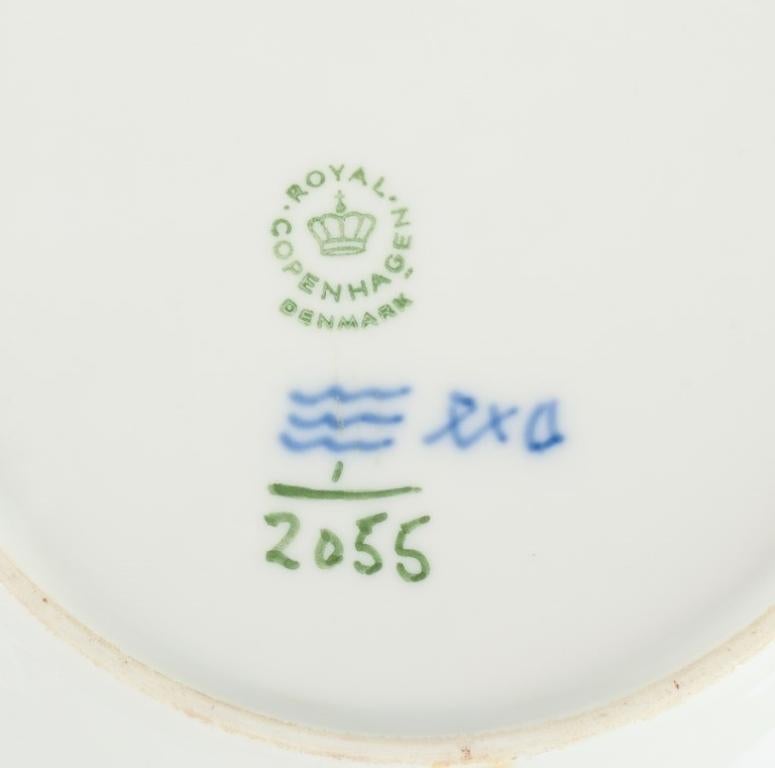 Hand-Painted Five Royal Copenhagen Blue Fluted Plain Plates in Hand Painted Porcelain 