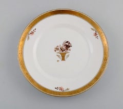 Five Royal Copenhagen Golden Basket Plates in Porcelain with Flowers