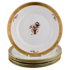 Vintage Five Royal Copenhagen Golden Basket Plates in Porcelain with Flowers