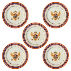 Five Samson Paris Porcelain Eagle Dessert Plates, 19th century