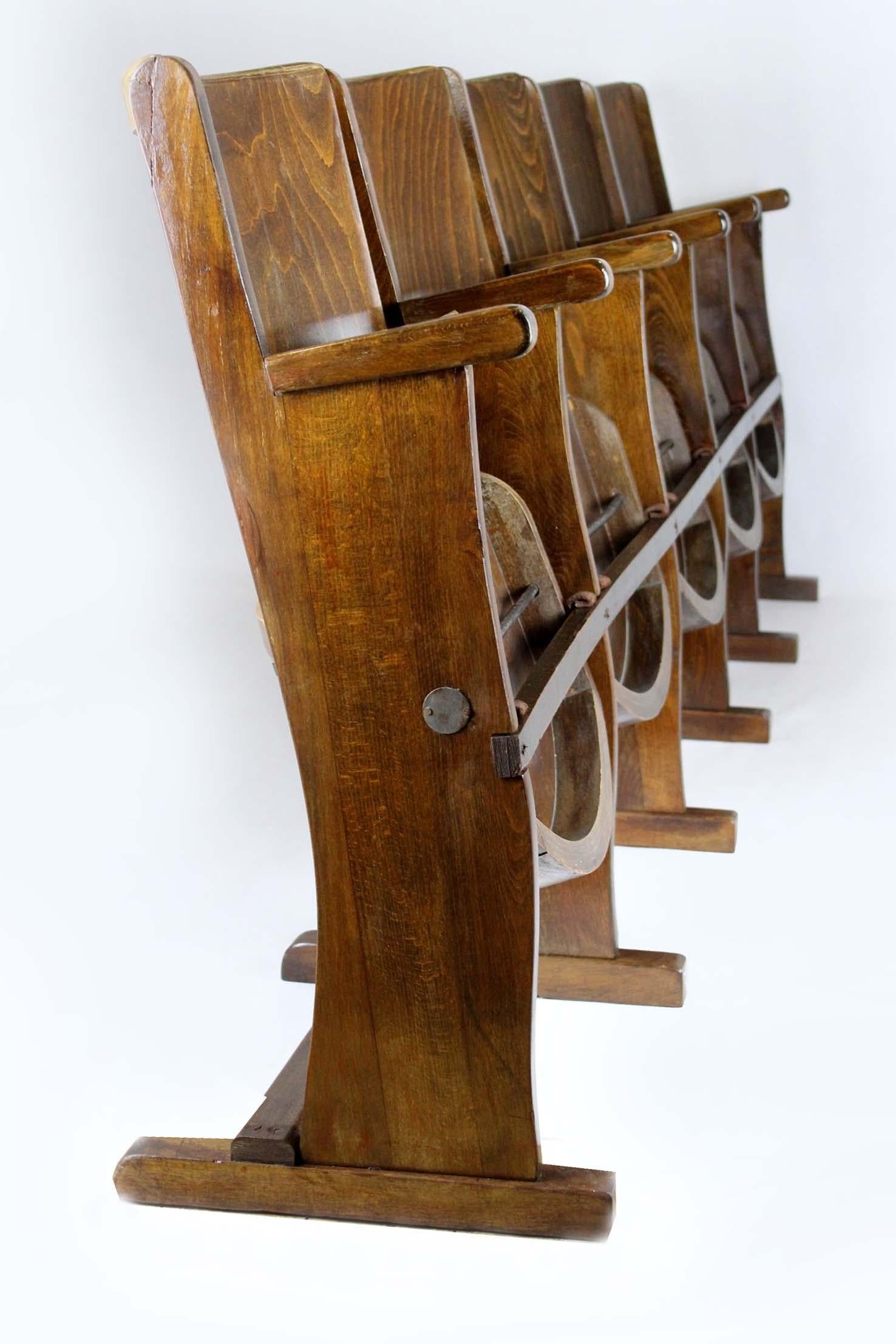 Five-Seater Cinema Bench from TON, 1960s 9
