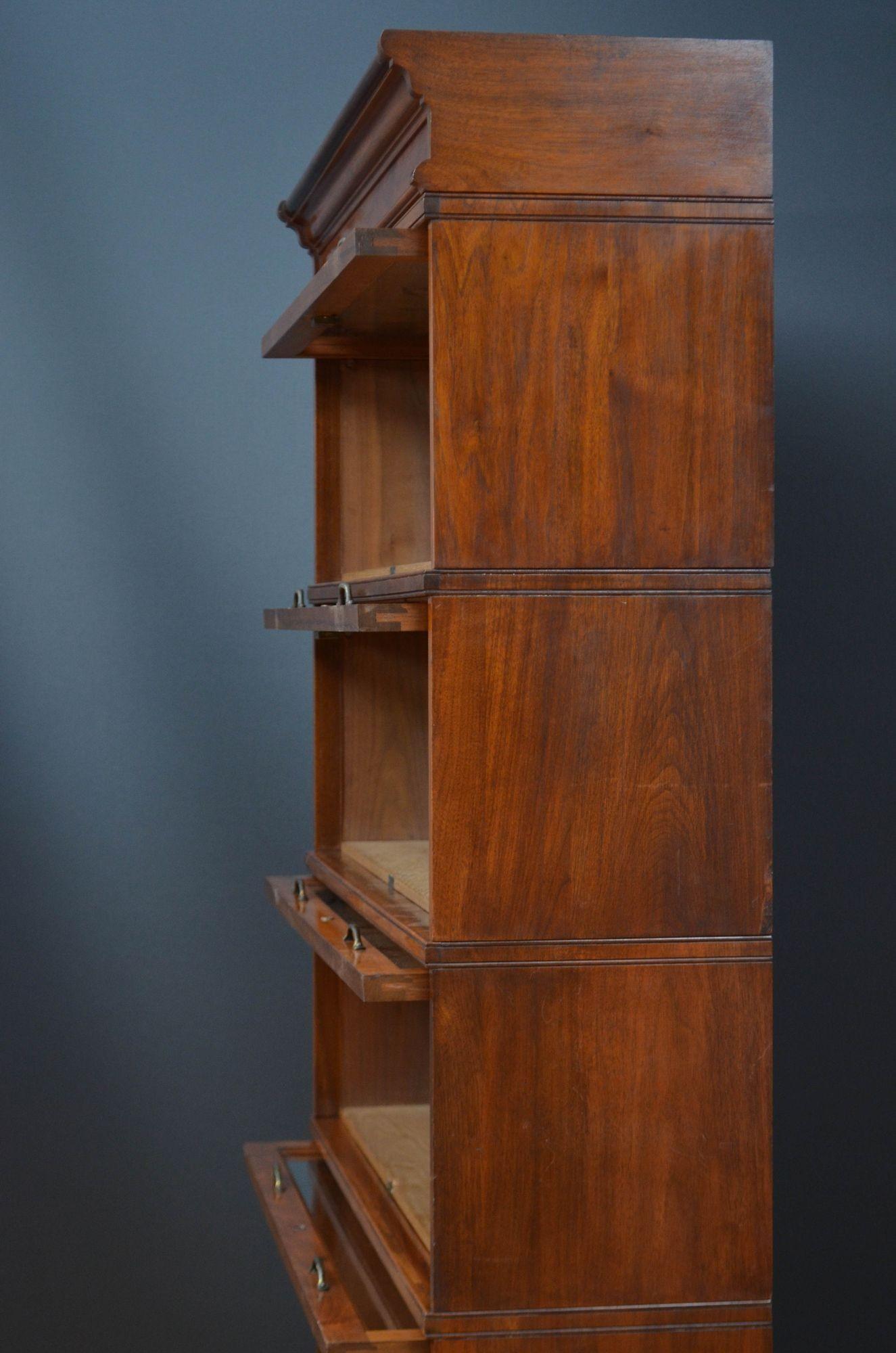 Five Section Solid Walnut Barrister Bookcase 8