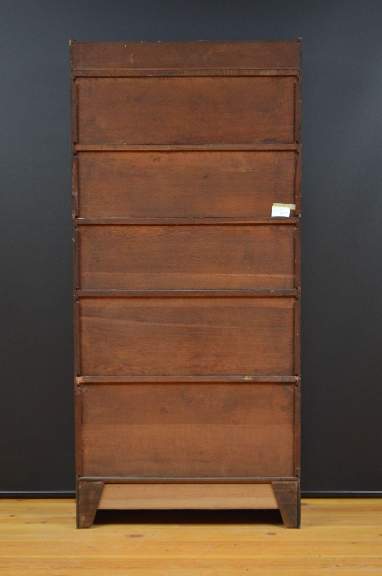 Five Section Solid Walnut Barrister Bookcase 12