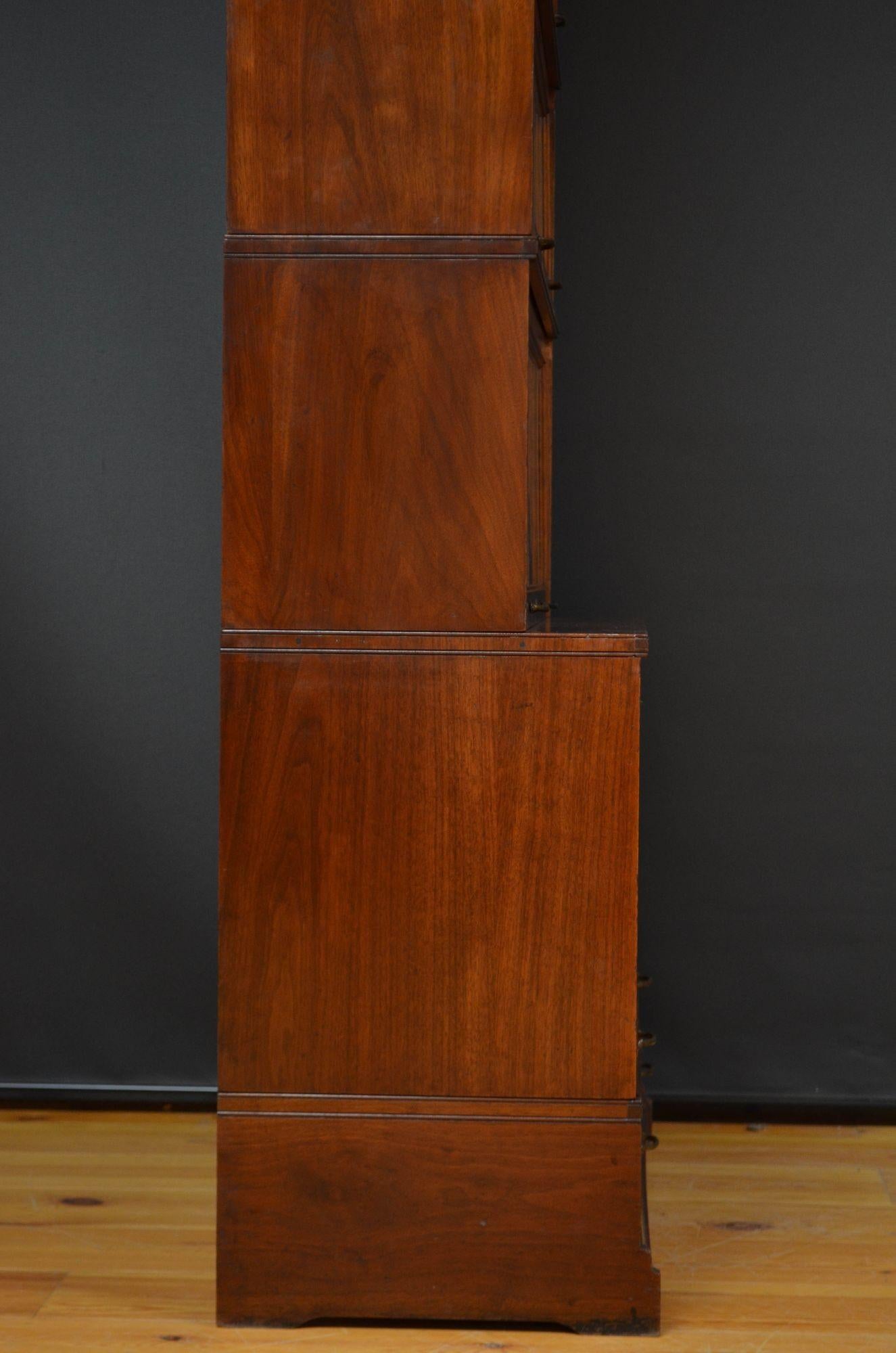 Five Section Solid Walnut Barrister Bookcase 14