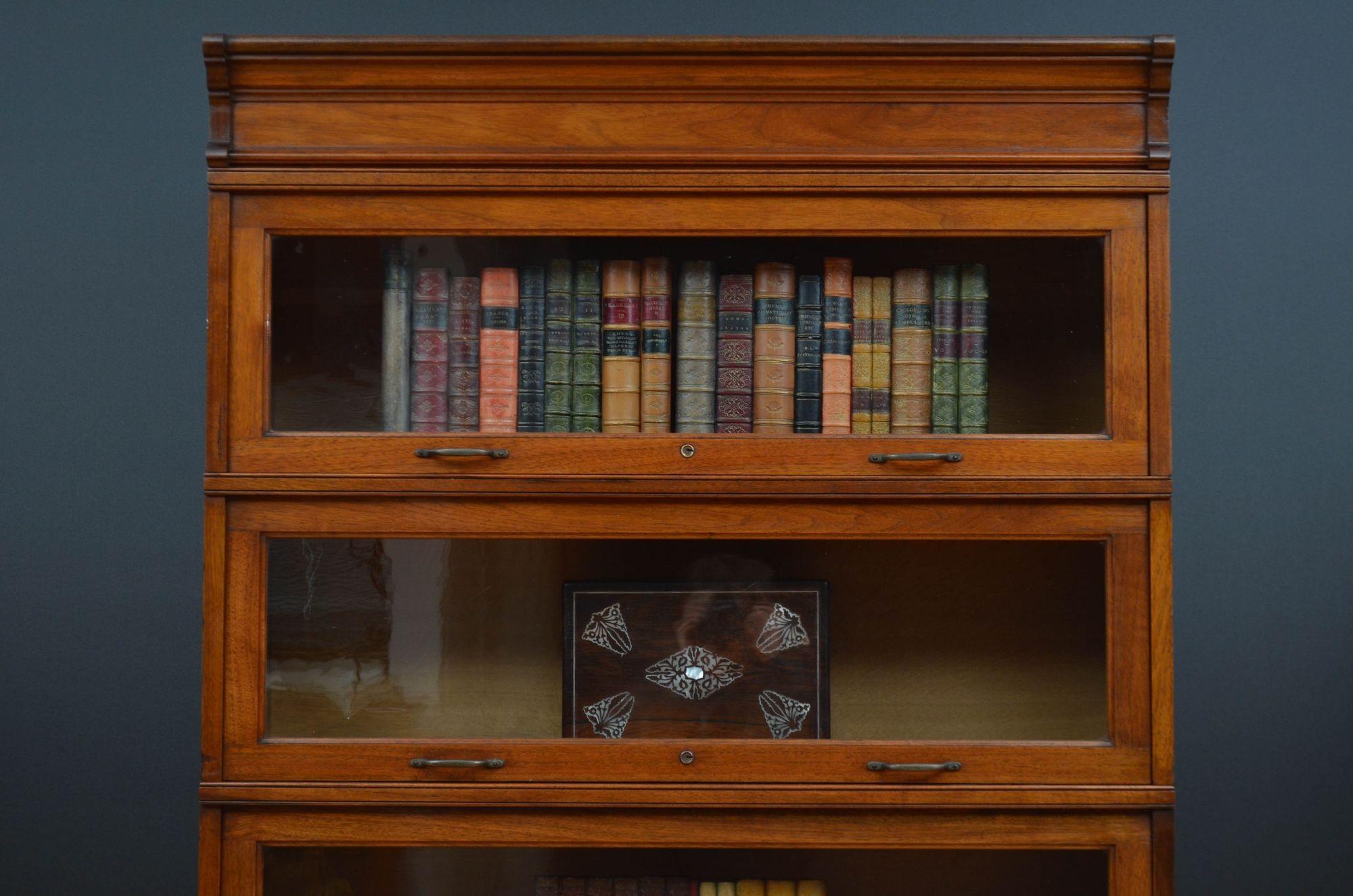 Five Section Solid Walnut Barrister Bookcase 2