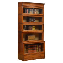 Five Section Solid Walnut Barrister Bookcase