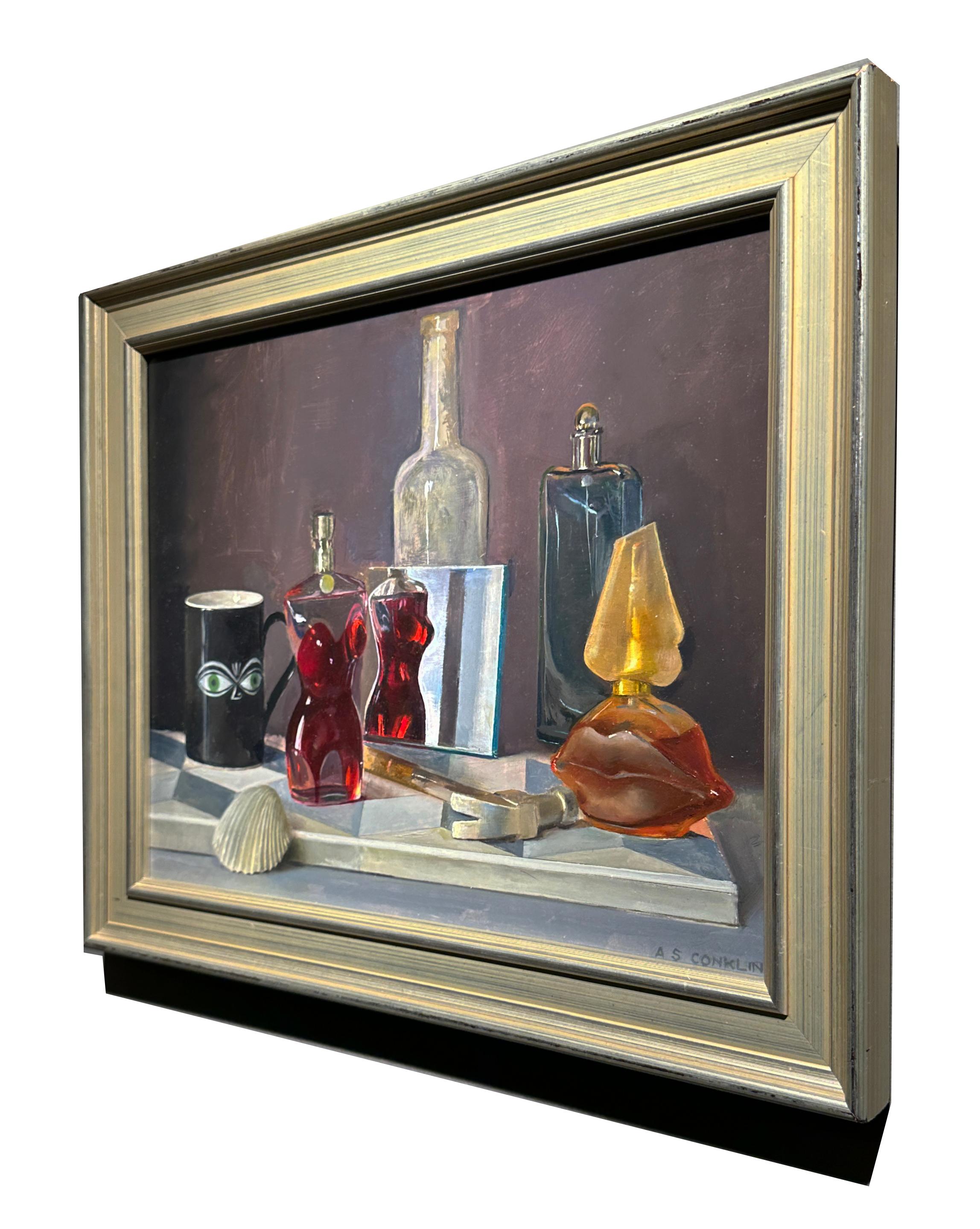Contemporary Five Senses Still Life, Collection of Original Oil Painting on Panel For Sale