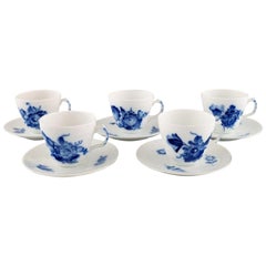 Five Sets Royal Copenhagen Blue Flower Braided Espresso Cup and Saucer