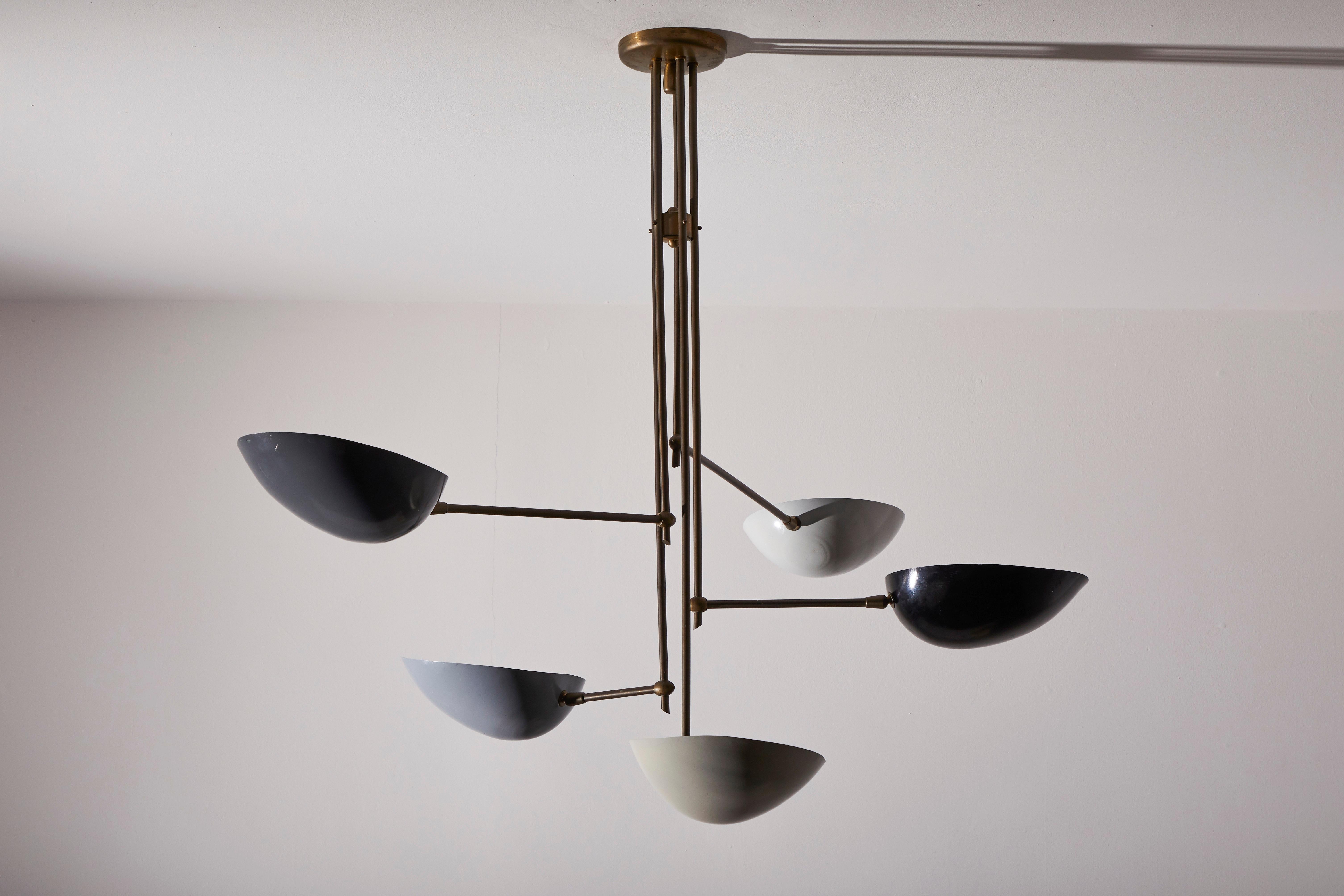 Mid-Century Modern Five Shade Suspension Light by Lumen