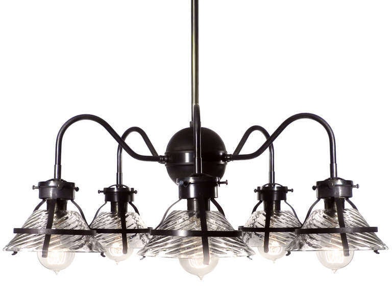 Industrial Five Shade X-Ray Chandelier For Sale