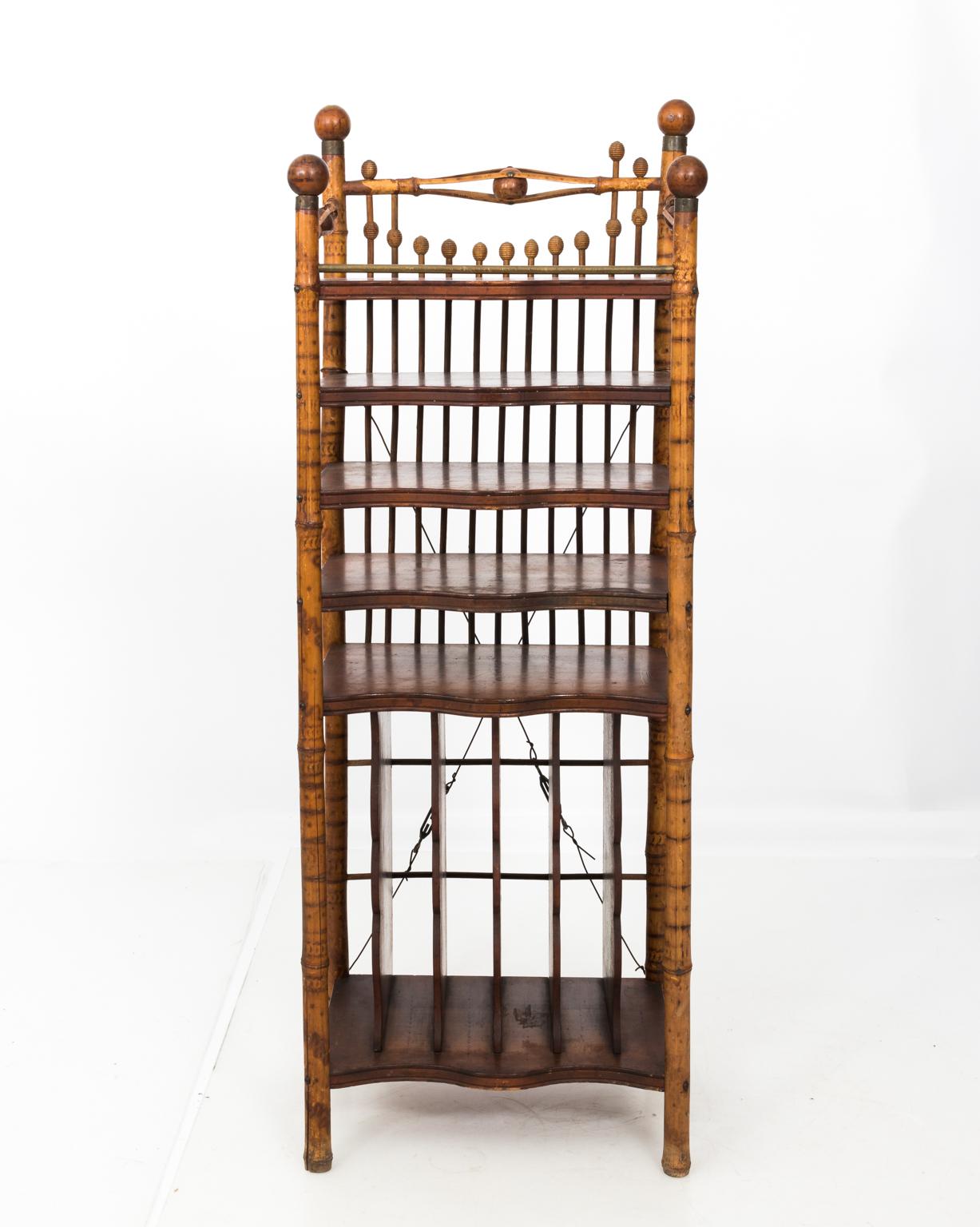 Five Shelf Bamboo Etagere For Sale 5