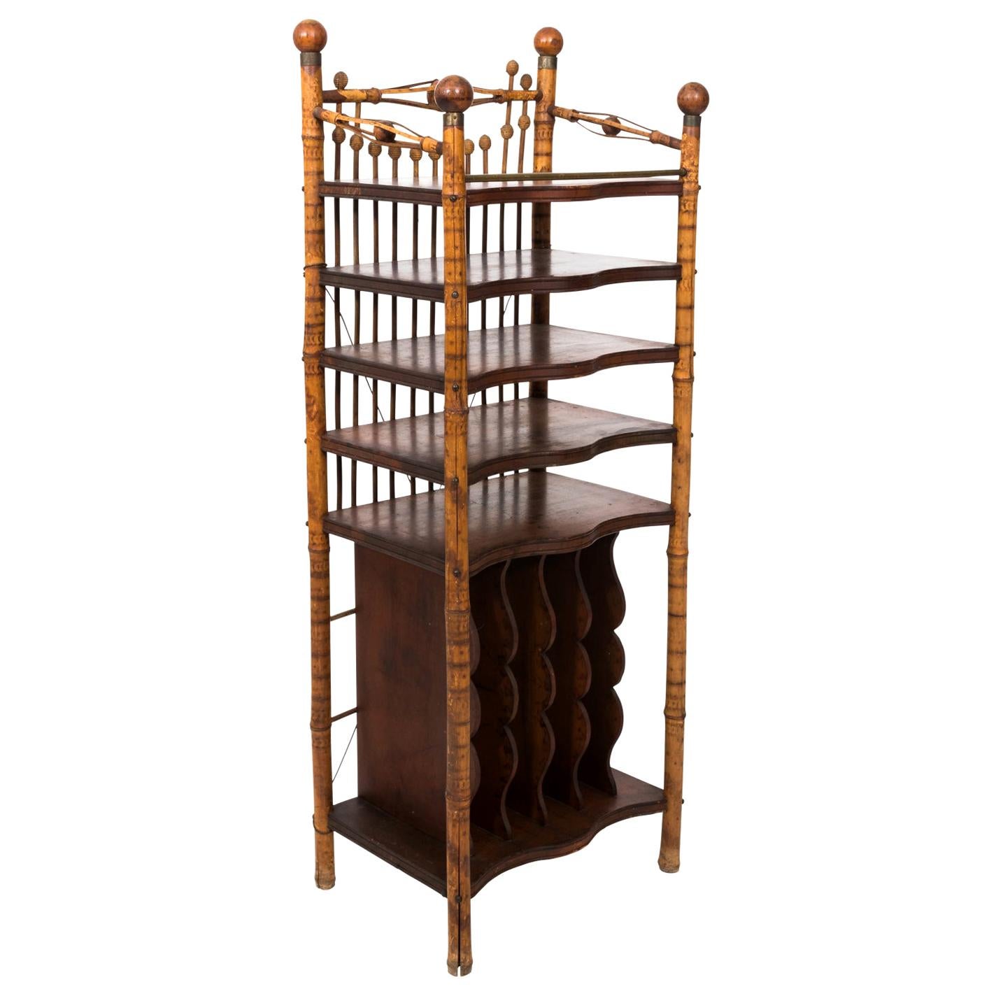 Five Shelf Bamboo Etagere For Sale