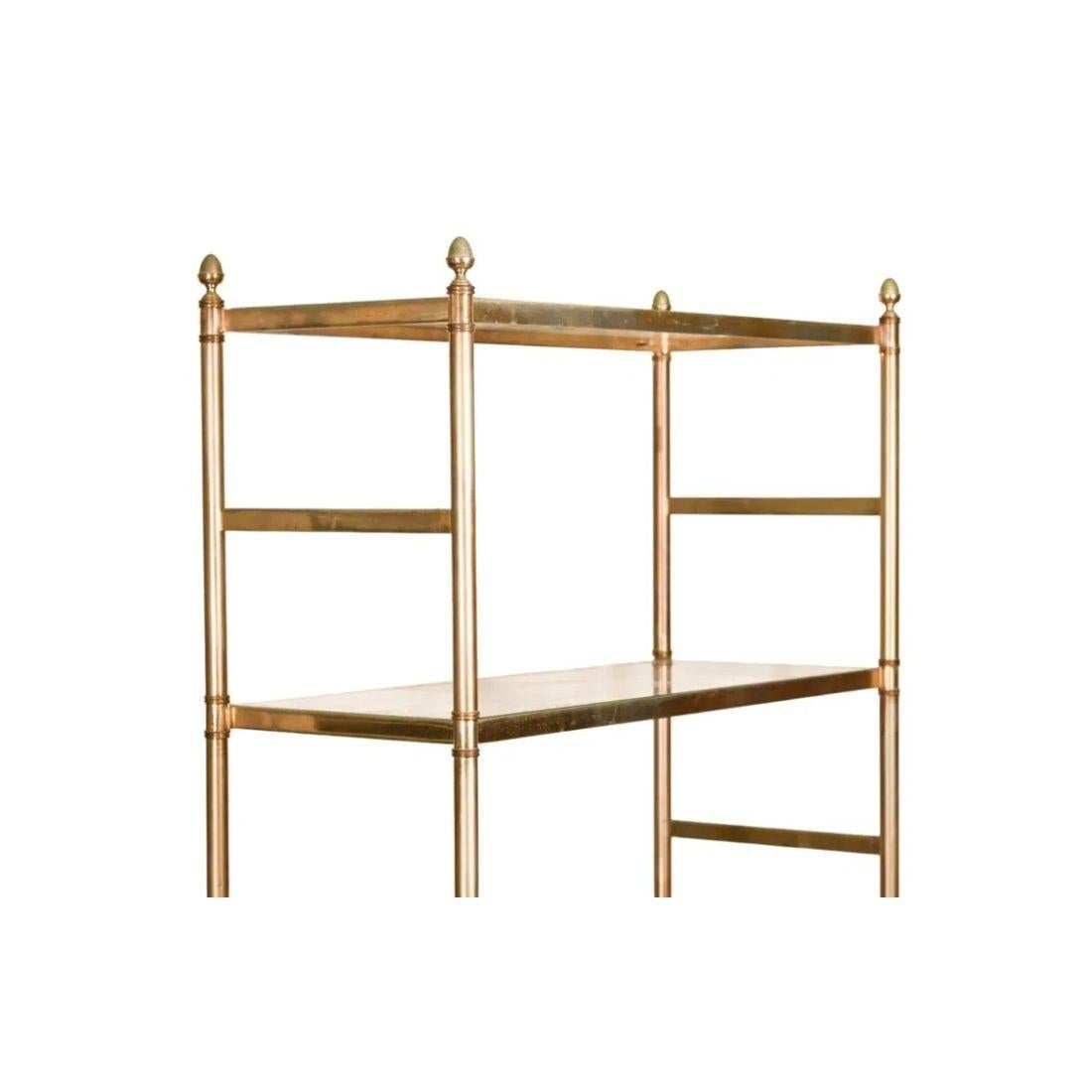 20th Century Five Shelf Regency Style Brass and Glass Etagere