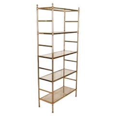 Five Shelf Regency Style Brass and Glass Etagere