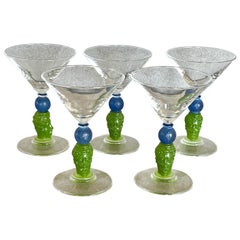 Five Signed Richard Jolley Martini Glasses Limited Edition