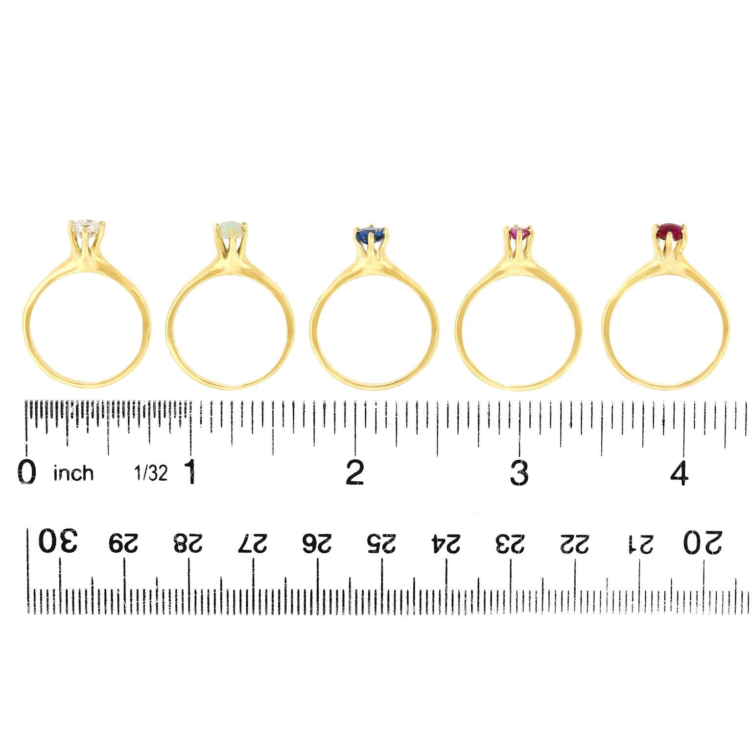 Five Sixties Stacking Rings Diamond Sapphire Ruby… - image 5