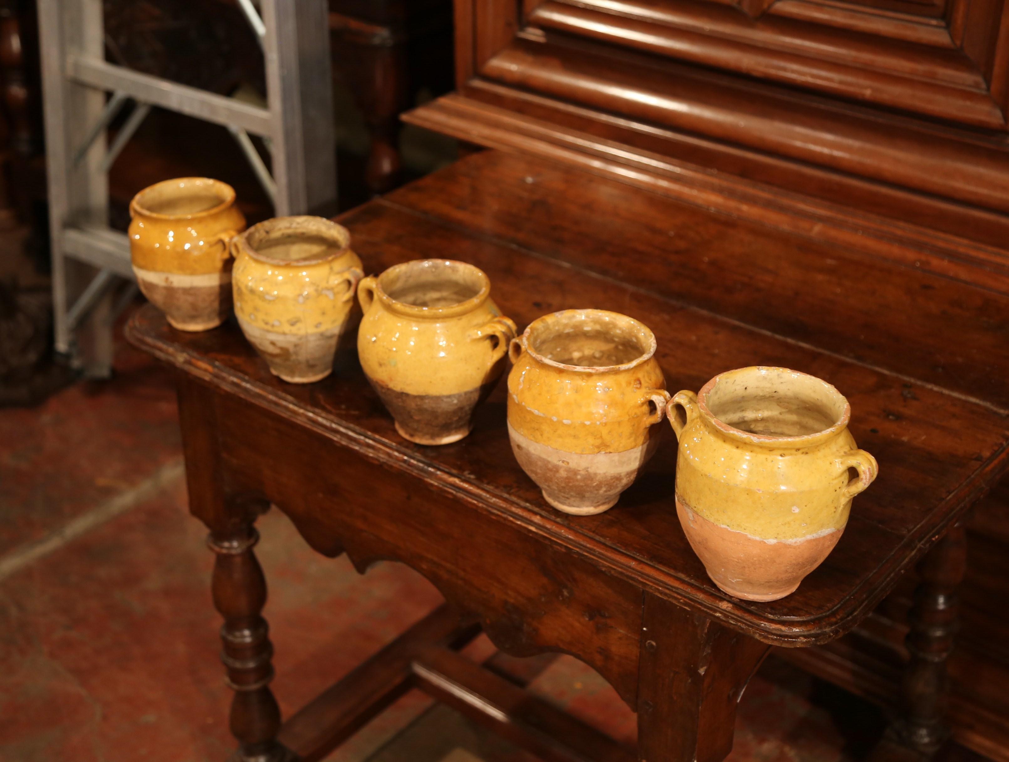 Pottery Five Small 19th Century French Yellow Glazed 