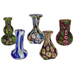 Five Small Fratelli Toso Millefiori Vases, Murano circa 1910
