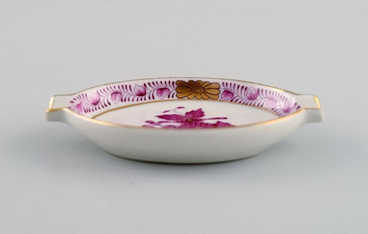 20th Century Five Small Herend Porcelain Bowls with Hand-Painted Purple Flowers For Sale