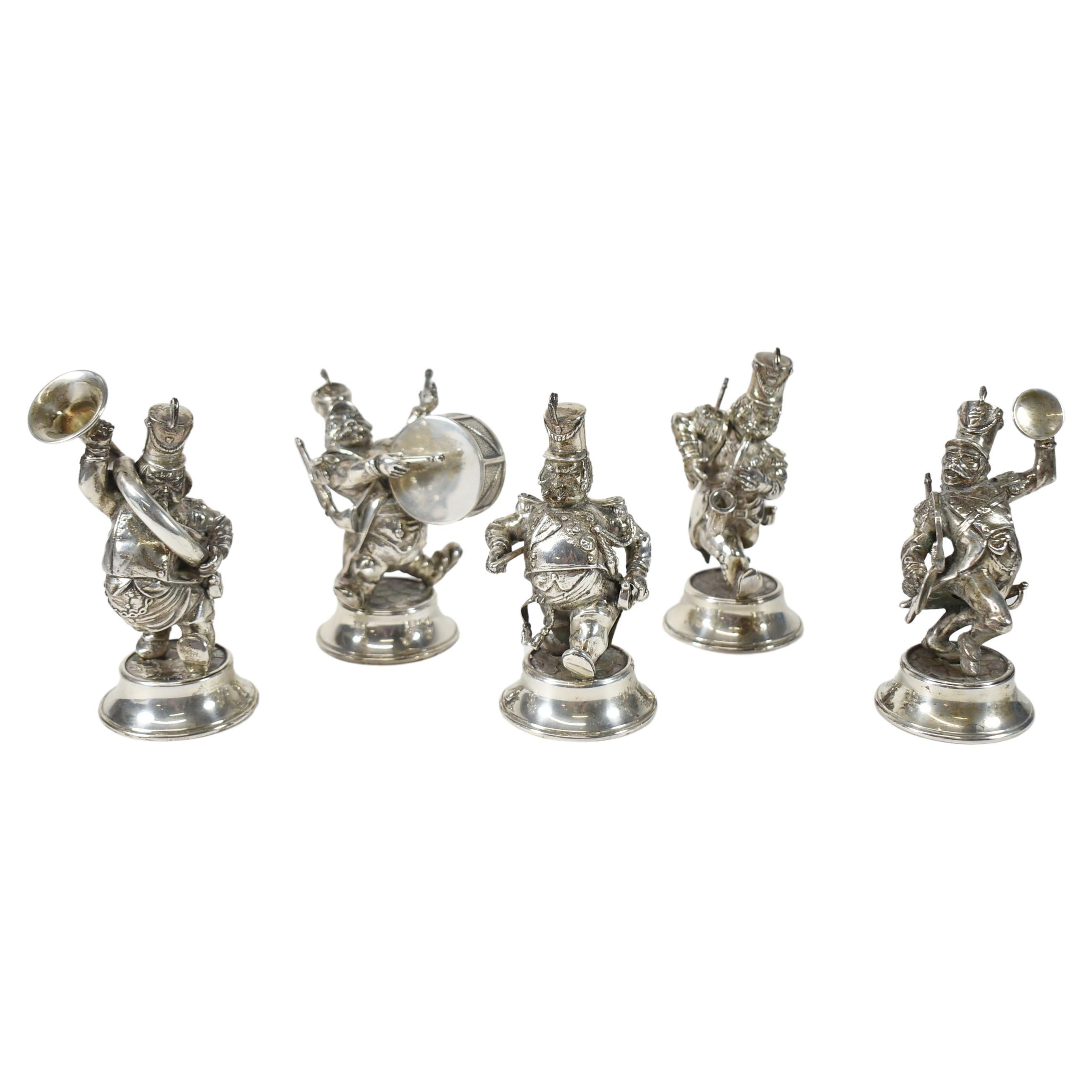 Five Spanish Silver .915 Figural  Band Musicians SG Hallmark For Sale