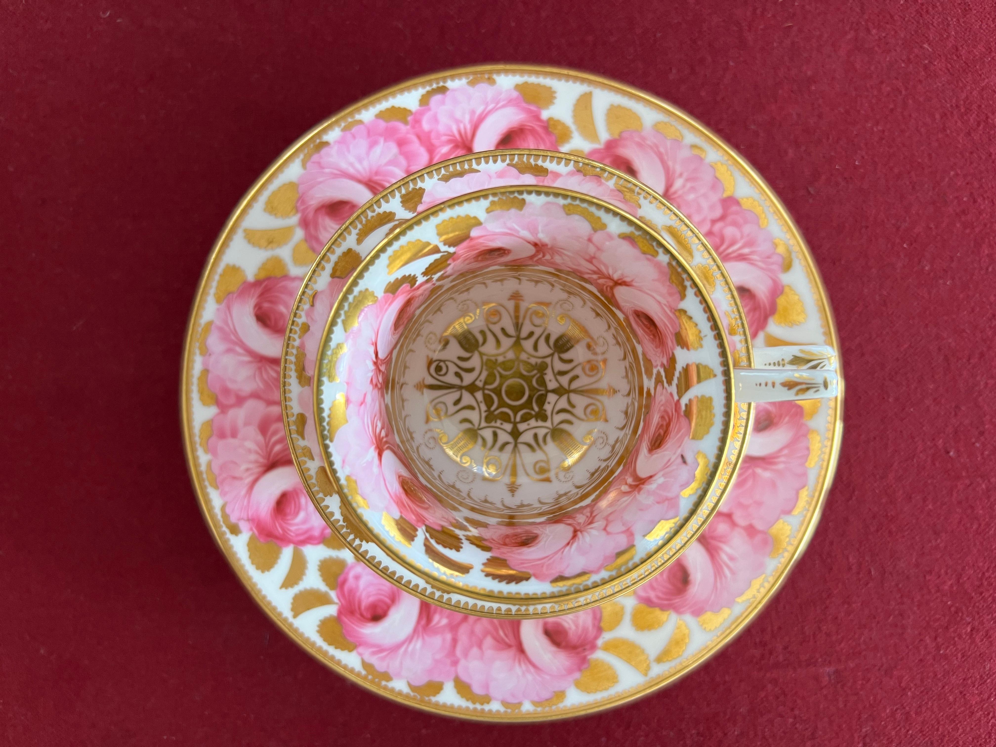 Hand-Painted Five Spode Porcelain Trio's Decorated in Pattern 3614, circa 1822 For Sale