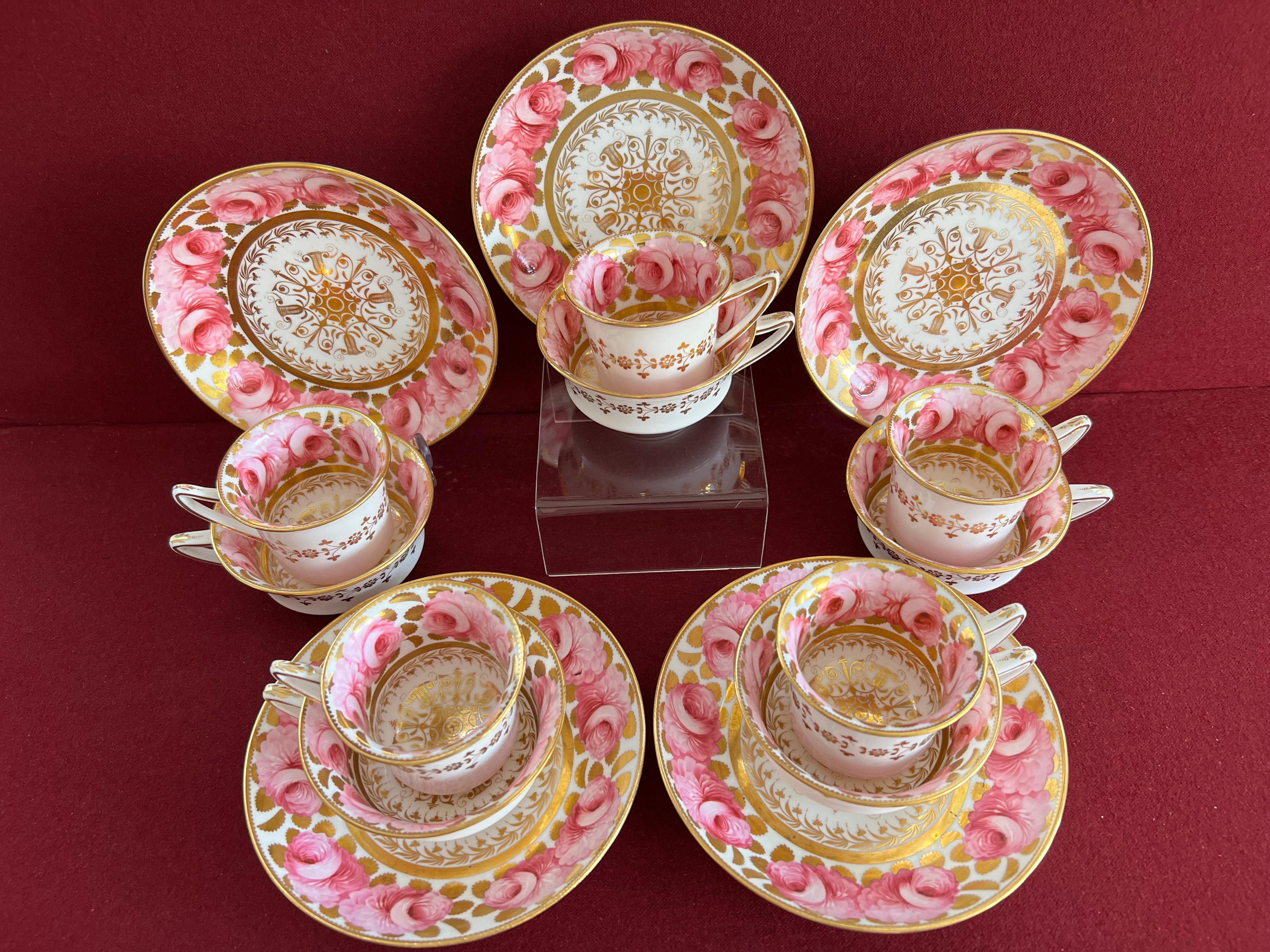 Five Spode Porcelain Trio's Decorated in Pattern 3614, circa 1822 In Excellent Condition For Sale In Exeter, GB