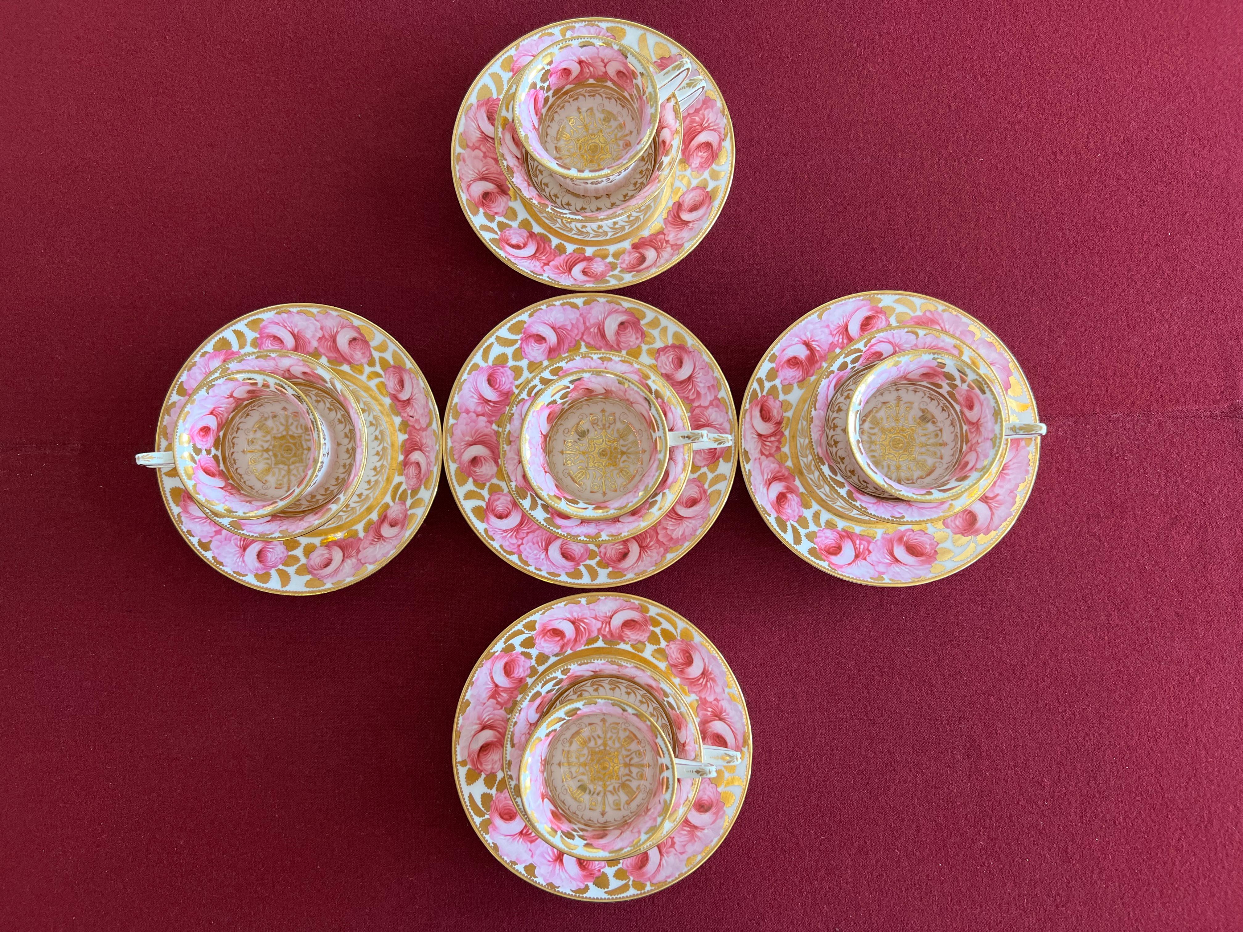Five Spode Porcelain Trio's Decorated in Pattern 3614, circa 1822 For Sale 1