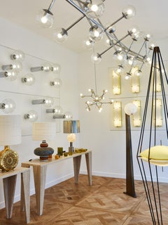 Five Stackable Nickeled Chandelier by Kinkeldey