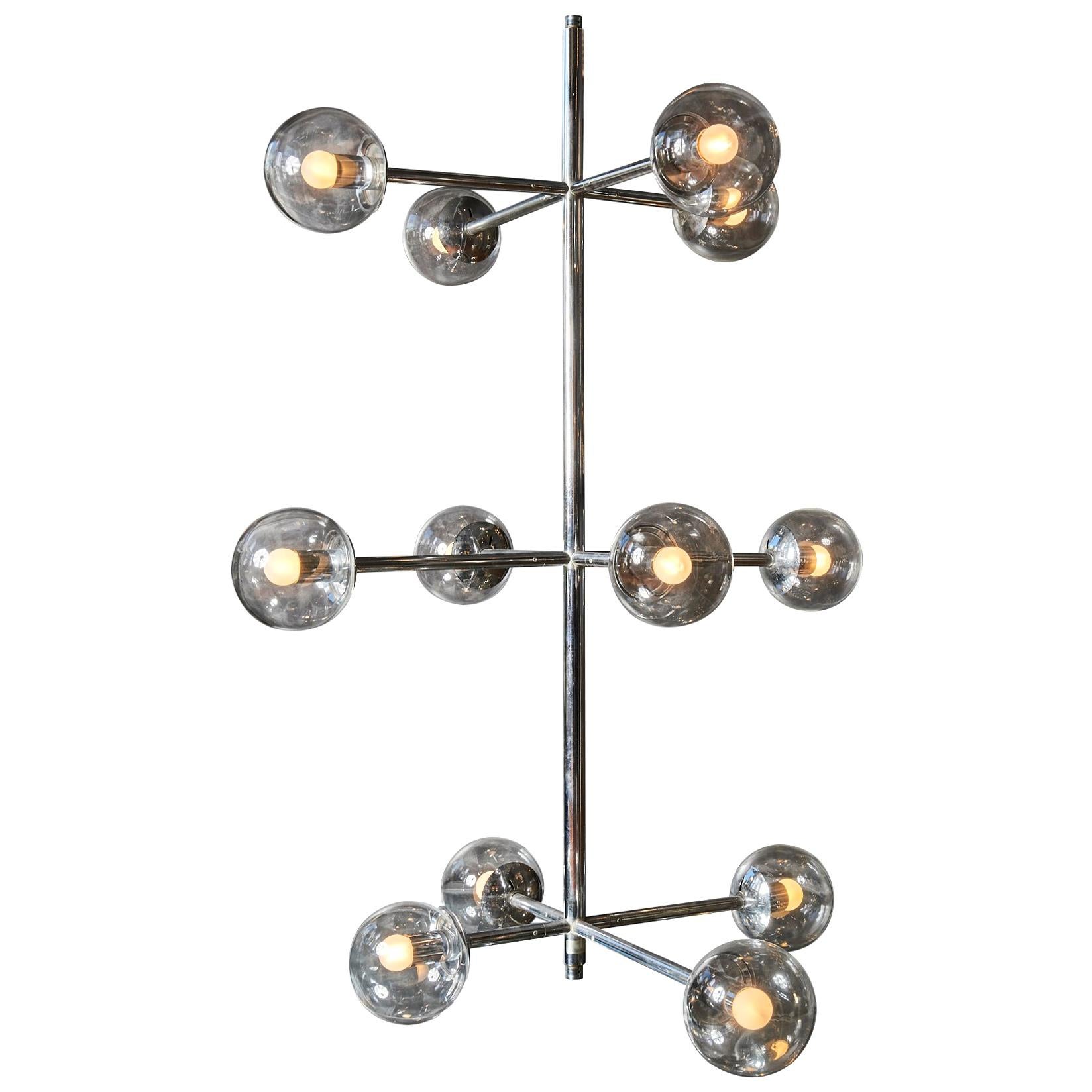 Lustre à cinq ampoules empilables en nickel de Kinkeldey en vente
