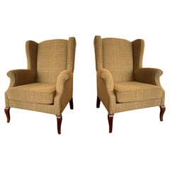 Five Star Hotel Wingback Classic Armchairs High Quality Beige Upholstery, 2000s